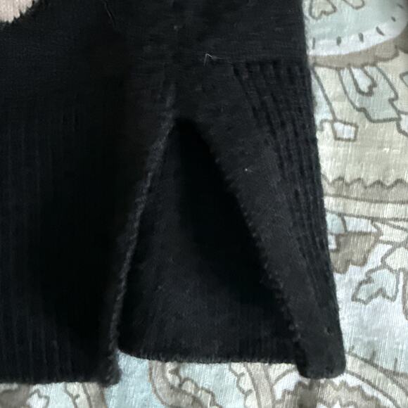 LOFT Black Back Button Sweater With Tan Cherry Print Lightweight Size Petite XS - Picture 3 of 9